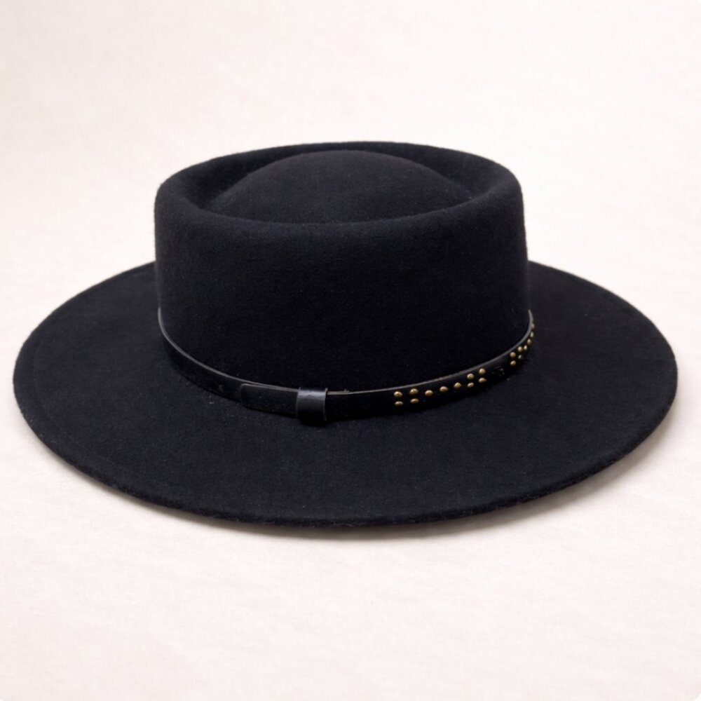 Black 100% Wool Wide‎ Brim Hat – Classic Structured, Boho Western